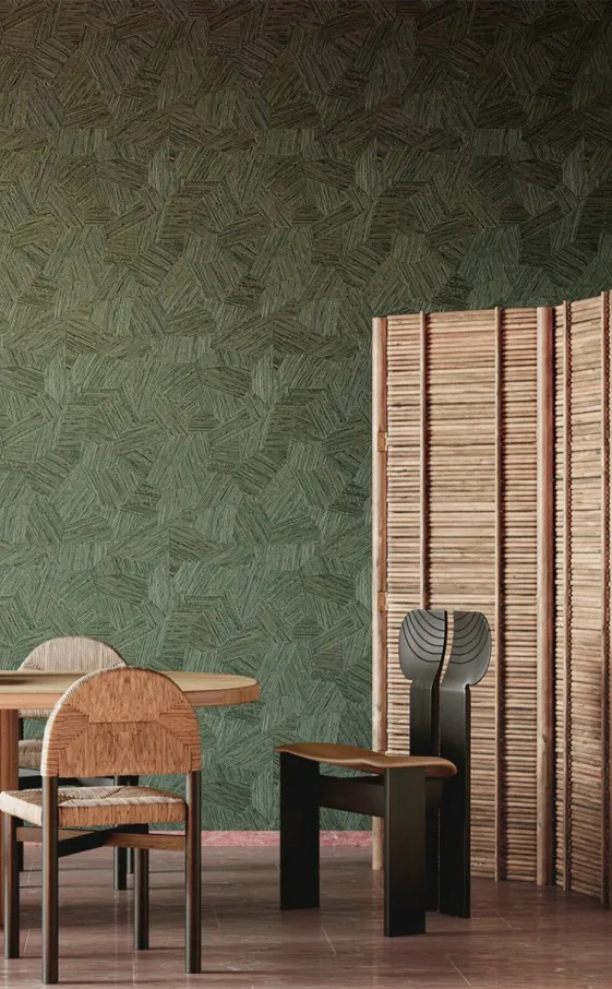 rattan weave wallpaper in green